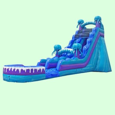 Outdoor Park Amusement Equipment 36ft Colorful Inflatable Water Slide with Swimming Pool