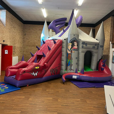 Red Dinosaur Bouncy Castle with Slide How to Train Your Dragon Inflatable Bounce House