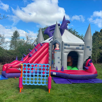 Red Dinosaur Bouncy Castle with Slide How to Train Your Dragon Inflatable Bounce House