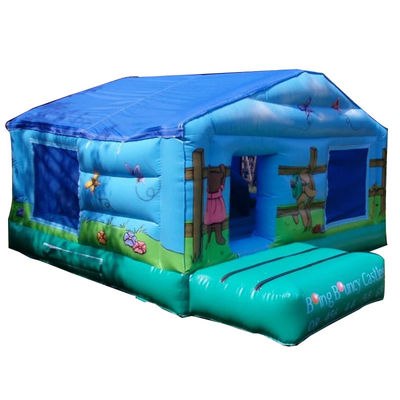 Commercial Kids Picnic Trampoline with Blue Inflatable Bouncing Castle and Ball Pit