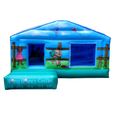 Commercial Kids Picnic Trampoline with Blue Inflatable Bouncing Castle and Ball Pit