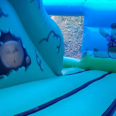 Commercial Kids Picnic Trampoline with Blue Inflatable Bouncing Castle and Ball Pit
