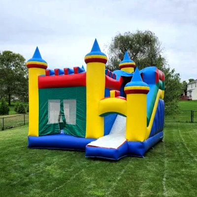 CE/EN71/EN14960 Certified Colorful Block Inflatable Castle Bounce House with Slide