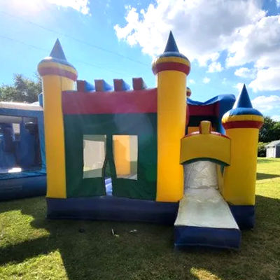 CE/EN71/EN14960 Certified Colorful Block Inflatable Castle Bounce House with Slide