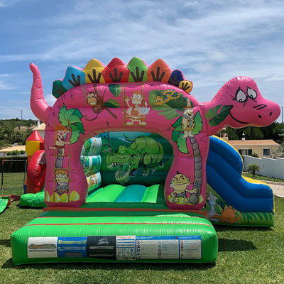 CE/EN14960 Certified Inflatable Bounce House Castle with Cute Dinosaur Zoo Theme