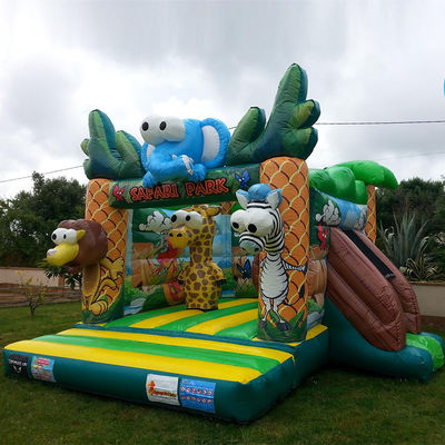 Custom Logo Printed Mini Commercial PVC Safari Inflatable Bouncer House for Children