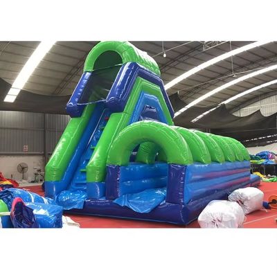 Smooth Path Slope Slide All Green Palm Tree Inflatable Water Slide Pool Combination