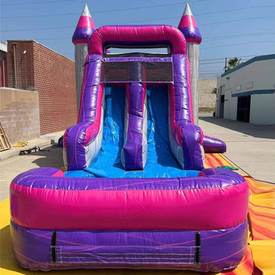 Acceptable Commercial Purple Inflatable Bounce House with Slide Pool