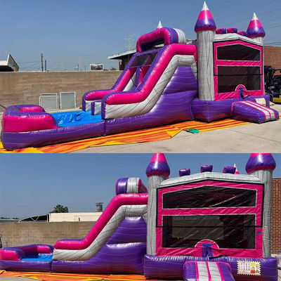 Acceptable Commercial Purple Inflatable Bounce House with Slide Pool