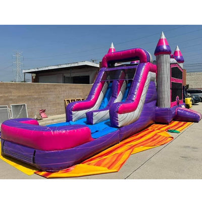 Acceptable Commercial Purple Inflatable Bounce House with Slide Pool