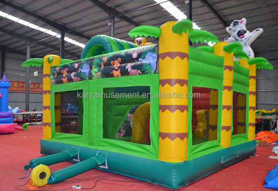 Wild Jungle Safari Inflatable Jumping Castle Customized Color Bounce House with Slide