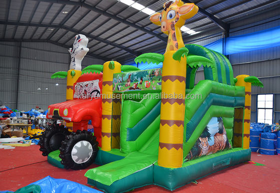 Wild Jungle Safari Inflatable Jumping Castle Customized Color Bounce House with Slide