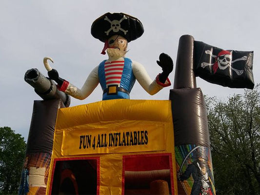 Outdoor Game Pirate Theme Inflatable Bounce House with Dry Slide