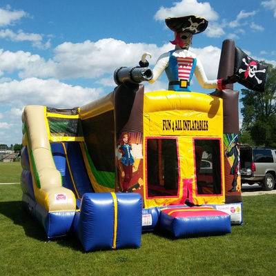 Outdoor Game Pirate Theme Inflatable Bounce House with Dry Slide