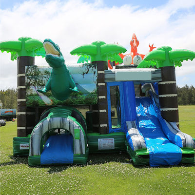 Jurassic Dinosaurs Park Inflatable Joy Bounce House with Slide and PVC Detachable Pool
