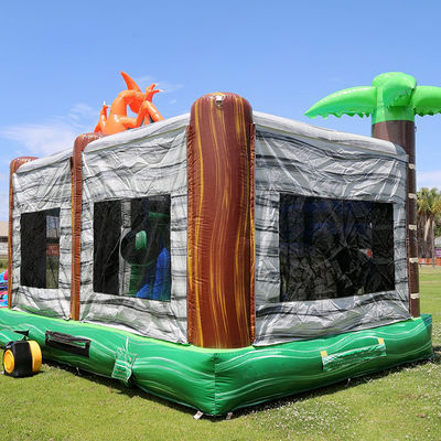 Jurassic Dinosaurs Park Inflatable Joy Bounce House with Slide and PVC Detachable Pool