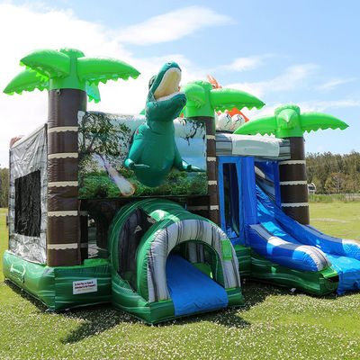 Jurassic Dinosaurs Park Inflatable Joy Bounce House with Slide and PVC Detachable Pool