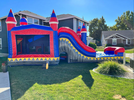 Party Events  Commercial PVC Red Rocket Inflatable Bounce House with Slide  Pool