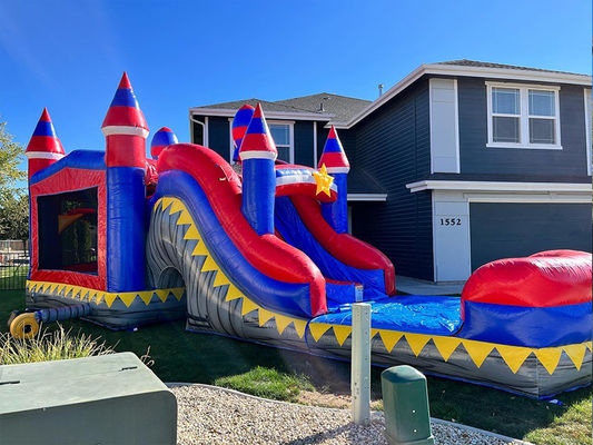Party Events  Commercial PVC Red Rocket Inflatable Bounce House with Slide  Pool