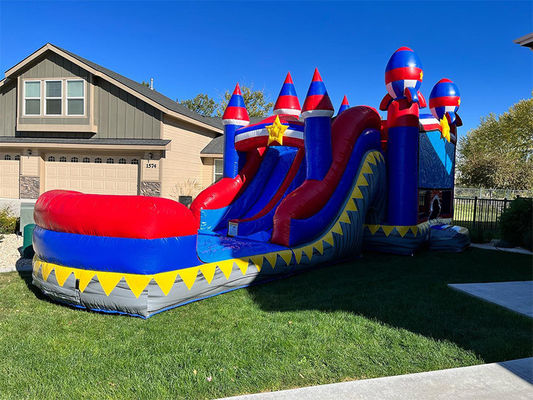 Party Events  Commercial PVC Red Rocket Inflatable Bounce House with Slide  Pool