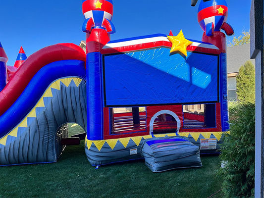 Party Events  Commercial PVC Red Rocket Inflatable Bounce House with Slide  Pool
