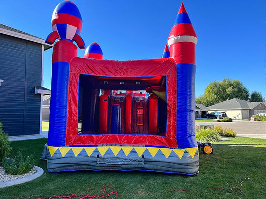 Party Events  Commercial PVC Red Rocket Inflatable Bounce House with Slide  Pool