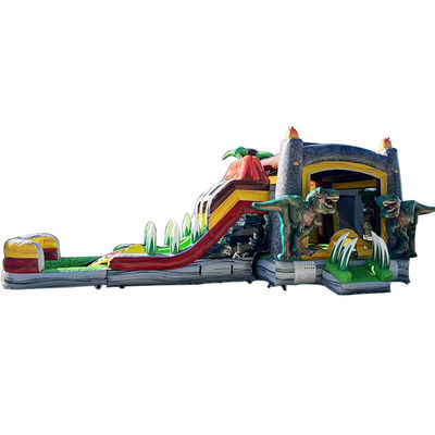 Jurassic Dinosaurs Commercial PVC Inflatable Bounce House with Slide With Blower
