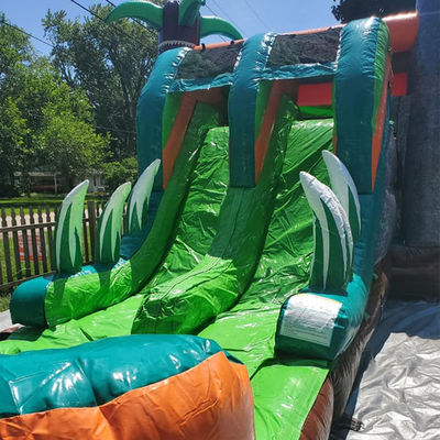 Jurassic Dinosaurs Commercial PVC Inflatable Bounce House with Slide With Blower