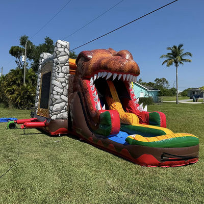 Party Rentals Must-Have Customize Accepted Jurassic Dinosaur Theme Commercial PVC Inflatable Bounce House with Slide