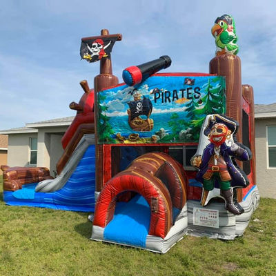 27ft Adults Size Pirate Ship Inflatable Bounce House with Slide and WaterSlide Combo