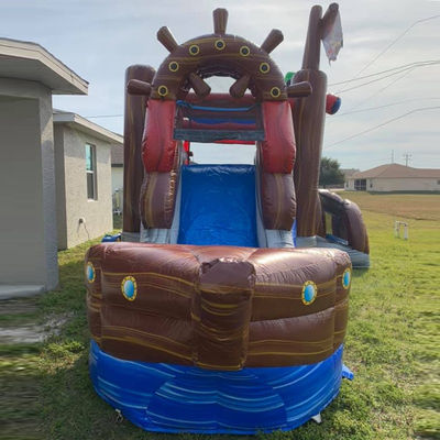 27ft Adults Size Pirate Ship Inflatable Bounce House with Slide and WaterSlide Combo