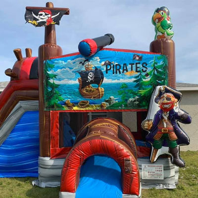 27ft Adults Size Pirate Ship Inflatable Bounce House with Slide and WaterSlide Combo