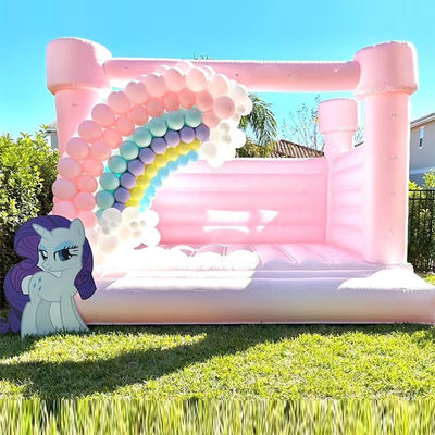 Custom Size White Moonwalk Inflatable Bouncers for PVC Bouncy Castle in Pastel Color