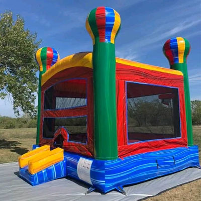 CE/EN71/EN14960 Certified Inflatable Rainbow Hot Air Balloon Bounce House Castle for Kids