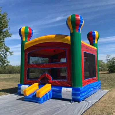 CE/EN71/EN14960 Certified Inflatable Rainbow Hot Air Balloon Bounce House Castle for Kids