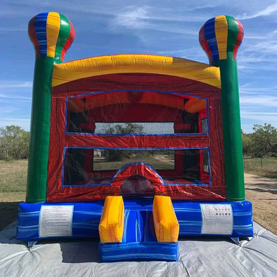 CE/EN71/EN14960 Certified Inflatable Rainbow Hot Air Balloon Bounce House Castle for Kids