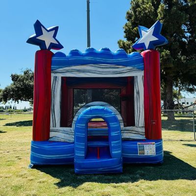 Customer Logo PVC Toddler Bed Blue Star Inflatable Bounce House Jumping Castle for Rent