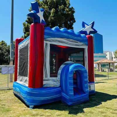 Customer Logo PVC Toddler Bed Blue Star Inflatable Bounce House Jumping Castle for Rent