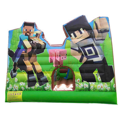 CE EN14960 Certified Inflatable Combo Castle Slide for Party Rentals Minecraft Theme
