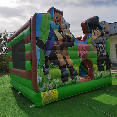 CE EN14960 Certified Inflatable Combo Castle Slide for Party Rentals Minecraft Theme