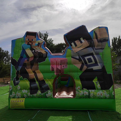 CE EN14960 Certified Inflatable Combo Castle Slide for Party Rentals Minecraft Theme