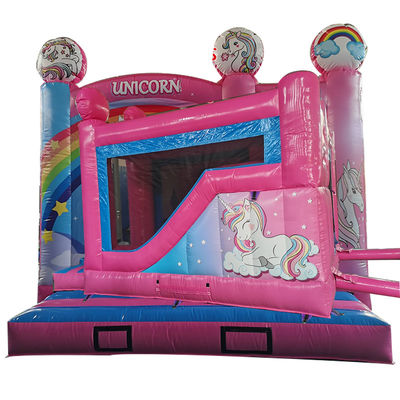 Kids Inflatable Toys Bouncing Castle Party Jumping Rainbow Unicorn Theme with Dry Slide