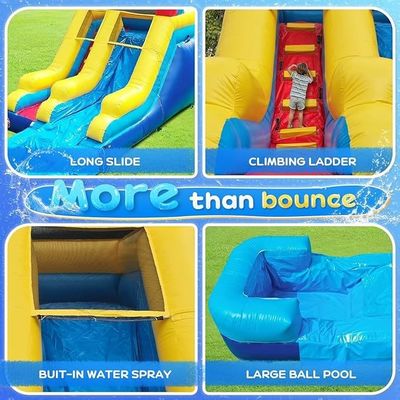 Water Pool Castle Style Inflatable Bouncy Fancy Long Water Slide for Kids and Adults