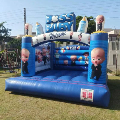 Blower Boss Baby Theme Inflatable Jumping Castle Bouncer Cute Blue Cartoon Trampoline