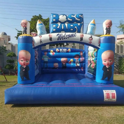 Blower Boss Baby Theme Inflatable Jumping Castle Bouncer Cute Blue Cartoon Trampoline