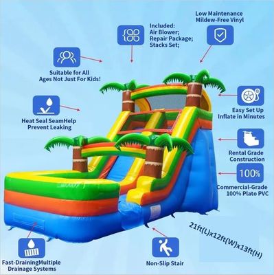 Commercial Rental Inflatable Water Slide with Pool and Blower 5-10 Passengers Allowed