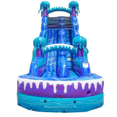 Commercial Grade 36ft Inflatable Water Slide with Water Pool Ocean Jellyfish Pattern