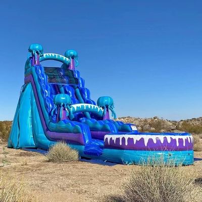 Commercial Grade 36ft Inflatable Water Slide with Water Pool Ocean Jellyfish Pattern