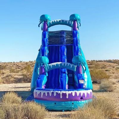 Commercial Grade 36ft Inflatable Water Slide with Water Pool Ocean Jellyfish Pattern