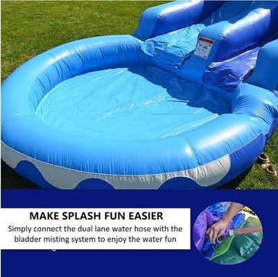Gray Little Whale Inflatable Water Slide with Blue Ocean Water Pool and Blower Included